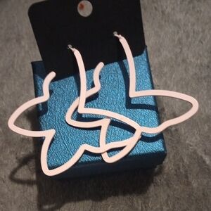 5/20 Pink Butterfly Hoop Earrings